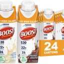 BOOST Very High Calorie Nutritional Drink Helps Weight Gain & Maintenance -530 Calories -26 Vitamins & Minerals - 22 g Protein - Variety Pack - Vanilla, Chocolate & Strawberry - 8 fl oz (Pack of 24) (EXP 09/23/26)