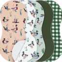 SmoothNovelty 5 Pack Mallard Duck Pattern Baby Burp Cloths Soft Absorbent Burping Rags for Newborns 19"x9" Spit up Cloths for Boy Girl Newborn Baby Shower Registry Gifts Set Nursery Decor