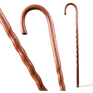 Brazos Handcrafted Wood Walking Cane, Twisted Oak, Crook Style Handle, for Men & Women, Made in The USA, 37"