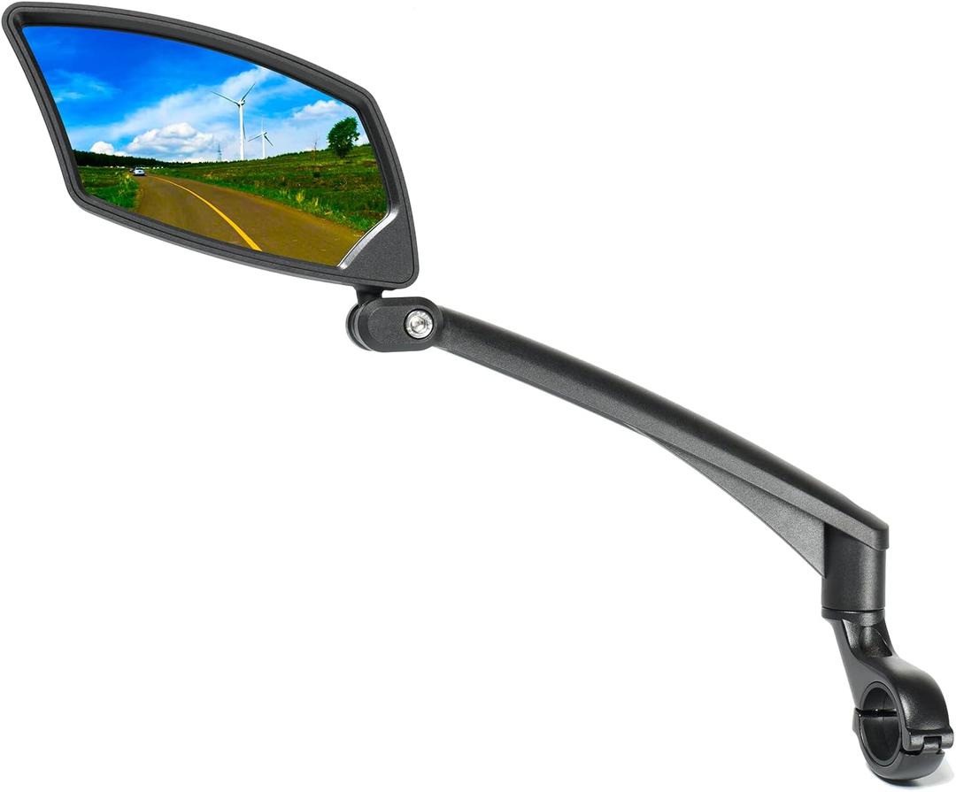 Handlebar Bike Mirror, Scratch Resistant Glass Lens, Ajustable and Rotatable Safe Rearview Bicycle Mirror (A:Silver Lens for Left)