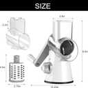 Cambom Rotary Cheese Grater Hand Crank Cheese Shredder for Fresh Cheese, Vegetable, Nuts,Non-slip Suction Base, Free Cleaning Brush Three Blades, White