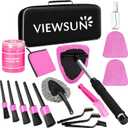 Windshield Cleaner Tool, 17Pcs Pink Car Interior Cleaning Kit, Detailing Kit Cleaner, Detailing Brush, Cleaning Gel, Inside Cleaning Supplies Accessories for Women Girl Gift