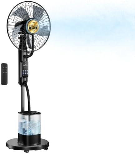 NovaMist Upgraded Misting Fan with 4L Large Water Tank | 1.06 Gallon Fine Mist Fan, 5 Speeds 3 Modes Misting Standing Fan with Remote, Floor Fan for Home, Bedroom, Patio