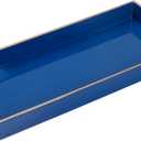 MAONAME Blue Bathroom Tray, Plastic Vanity Trays with Handles, Small Long Narrow Trays, Perfume Organizer Trays for Dresser, Bathroom Accessories, 13.8" x 6" x 1.58"