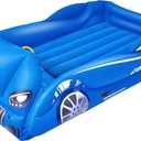 Kids Air Mattress Inflatable Toddler Travel Bed with Sides, Cot Sleeping Pad, Blue