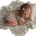 Baby Photography Props Wrap Mat Newborn Boy Girl Photo Shoot Pillow With Lace Wrap Mat Photography Shoot White