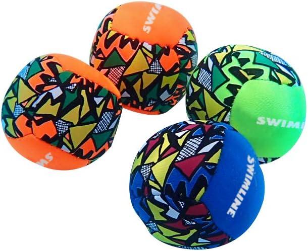 Swimline Neoprene Covered Dive Squishy Balls Toys 4-Pack Weighted Catch and Retrieval Game for Swimming Pool & Bath Tub for Kids Multi Color Rings Underwater Dive Practice Education Learn