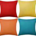 4 Pack Decorative Outdoor Waterproof Throw Pillow Covers, Square Patio Balcony Garden Waterproof Cushion Case, PU Coating Pillow Shell for Couch, Bed, Patio, Sofa, Tent,18 x 18 Inch (Multi Color)