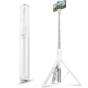Sensyne 60" Phone Tripod, Lightweight All in One Selfie Stick Integrated with Wireless Remote Compatible with All Cell Phones for Selfie/Video Recording/Photo/Live Stream/VlogWhite