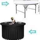 4 Pack Black Round Table Skirt, 48 Inch Diameter x 30 Inch Height, Stretch Polyester Spandex Tablecloth for 4ft Tables, Stain & Wrinkle Resistant for Wedding, Party, Banquet Decor