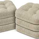 Shinnwa Dining Chair Cushions Set of 6, Dual-Layer Memory Foam Kitchen Chair Cushions, Patented Design Seat Pads with Ties, 16.5 x 16.5 x 3.5in, 6 Pack, Beige