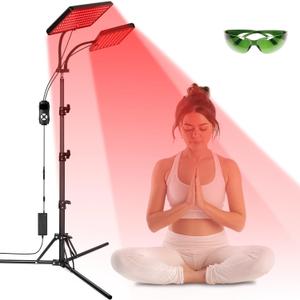 Red Light Therapy Lamp, Infrared Light Therapy Device with Stand, 660nm Red and 850nm Near Infrared Red Light Therapy for Body and Face Pain Relief Skin Care(Dual Lamps)