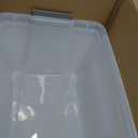 Amazon Basics Plastic Storage Containers with Secure Latching Lids, Stackable Organization Bins, Clear/Grey, 32 Quart, Set of 6