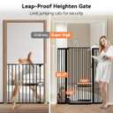 COMOMY 55.1" Extra Tall Pet Gate, 29.5-43" Wide with Adjustable Cat Door, Black