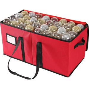 Sattiyrch Christmas Ornament Storage Box,Box Contributes Slots for 128 Holiday Ornaments 3-Inch (128 pcs-3in without Trays, Red)