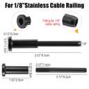 20 Pcs 1/8 Inch Black Cable Railing Hardware, 316 Stainless Steel Invisible Straight Bar Connectors with Hex Wrench for Deck Stair Railings for 2"x2" Wood Metal Post Deck Cable Railing Kit