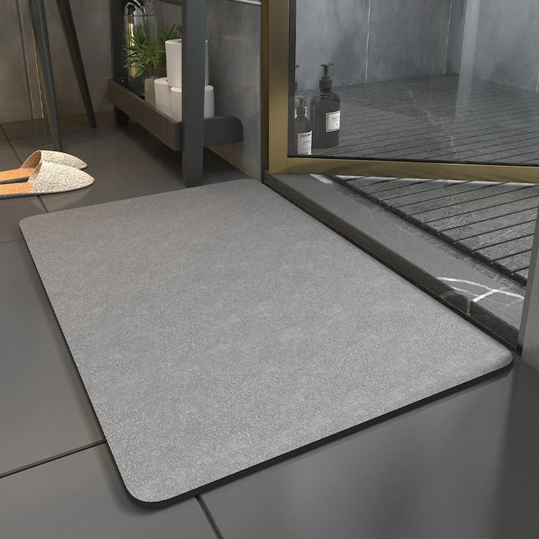 Hoolqxo Diatomaceous Earth Bath mat Rubber Non Slip Super Absorbent Bath Mat Quick Dry Bathroom Rugs Thin Bathroom Floor Mats Fit Under Door- Shower Rug for in Front of Bathtub Shower,15.7"*23.6"