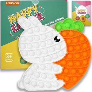 Easter Bunny Poppers, Bunny Carrot Pop Bubble Fidget Sensory Toy, Puzzle Popper, Easter Gifts for Kids,Toddler, Easter Basket for Toddlers Girl, Easter Toys, Stocking Easter Basket Stuffers (White)