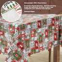 Newbridge Jolly Holiday Candy Cane Christmas Vinyl Tablecloth with Flannel Backing, Grey Red Green Wipe Clean Table Cover, 60 x 120 Inch Rectangle