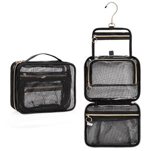 CUBETASTIC Mesh Shower Bag, Hanging Travel Toiletry Bag for Men Women, Portable Quick Dry Shower Organizer Pouch for College Dorm Room Essentials with 3 Compartment (23cm9.05-Inch)