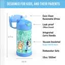 THERMOS FUNTAINER Water Bottle with Straw - 12 Ounce - Kids Stainless Steel Vacuum Insulated Water Bottle with Lid, Bluey