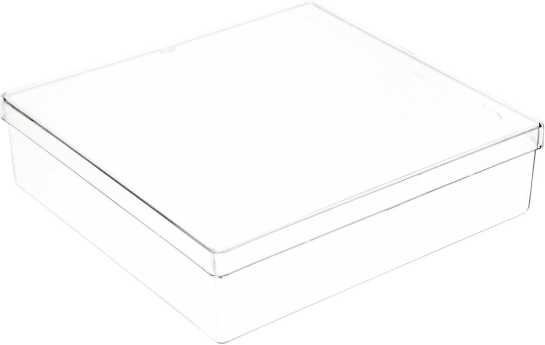 Pioneer Plastics 062C Clear Square Plastic Container, 5.25" W x 5" D x 1.375" H