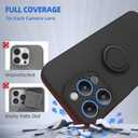 pcgaga Silicone Phone Case for iPhone 15 Pro Max with Screen Protector [Ring Holder Stand] [Wrist Strap] [Microfiber Lining] Slim Shockproof Protective Cover, 6.7 Inch (Black)