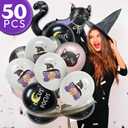 2 x HOUSE OF PARTY Halloween Balloons for Hocus Pocus Halloween Decorations - Black Cat Foil Balloons 30 Inch and 50PCS Witch Cat Latex Balloons for Party Decorations Office Birthdays School Classroom