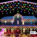 Lomotech Christmas Icicle Lights - 65Ft 8 Modes Waterproof Christmas Lights with Timer for Holiday, Wedding Party, Eaves, Christmas Decorations,Non-Connectable (Multicolor)