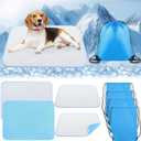 Chunful 4 Pack Dog Cooling Mat, 35 x 26 Inches Washable Self Cooling Pet Pad for Cats Dogs, Ice Silk Cold Kennel Crate Mat with Chill Fiber for Summer Indoor Outdoor Pet Sleeping