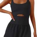 ReachMe Womens Running Onesie Workout Rompers Athletic Romper One Piece Outfits Exercise Jumpsuits Gym Yoga Clothes (Black, XL)
