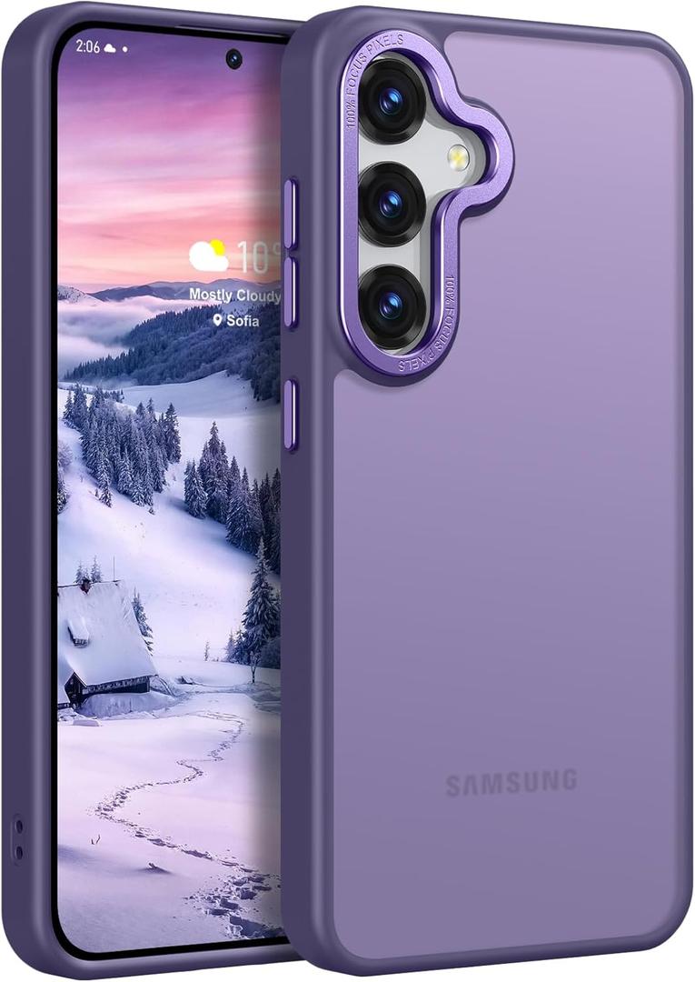 Rayboen for Samsung Galaxy S25 Plus Case, Skin Feel Translucent Frosted Anti-Scratch Protective Phone Cover for Samsung S25+ Plus with Bumper Hard PC Back Soft Silicone Edge, Matte Purple