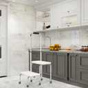 Bed Steps for High Beds for Adults,2 Step Stool with Adjustable Handrail for Fall Prevention Foot Stool Ladder for Bedside, Kitchen, Car, RV, Bathtub (White)