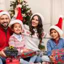 AUCLAY Reversible Christmas Wrapping Paper Roll for Kids Men Women Baby - Red Monster Truck & Santa, Merry Christmas Lettering with Stars in Black - Holiday Gift Wrap Paper, 17.7 Inch X 33 Feet