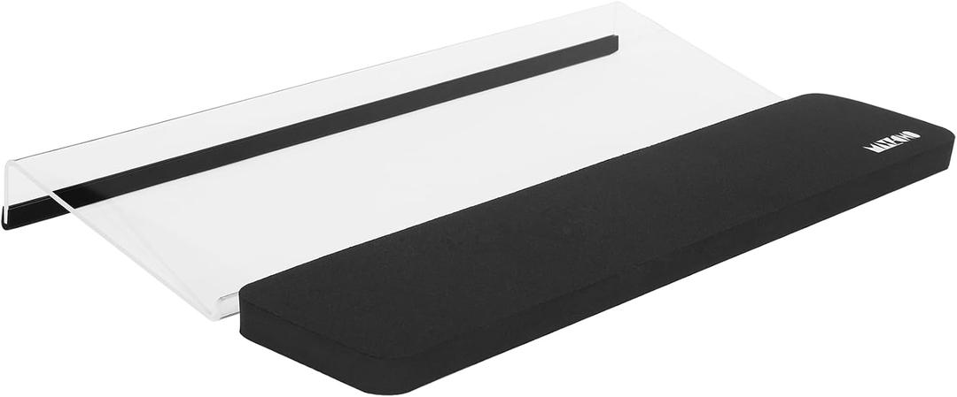 Acrylic Tilted Keyboard Riser Stand and Holder with Wrist Arm Rest Support Pad for Computer Desk Desktop, 16.9" Wide (Clear)