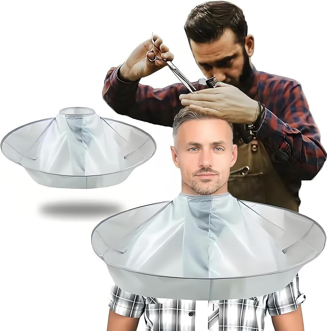 Waterproof Haircut Cape Umbrella, Portable Hair Clippings Catcher for Adults Kids, Reusable Hairdressing Cloak with Anti-Static Nylon (Easy Storage, Salon & DIY Home Use)