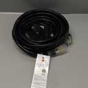 50 Ft 10/3 Black Outdoor Extension Cord Waterproof Heavy Duty 10 Gauge 3 Prong, Flexible Cold-Resistant Long Power Cord Outside with Lighted Indicator End, 15Amp 1875W SJTW ETL Listed