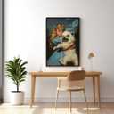 Vintage Creepy Girl Holding Ugly Dog Poster Victorian Gothic Girl and Monster Puppy Wall Art Surreal Weird Fantasy Print Decor for Horror & Whimsical Aesthetic Rooms 12x18inch Black Aluminum Frame