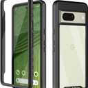 wahhle Compatible with Google Pixel 7 Case, Built in Screen Protector Full Body Shockproof Slim Fit Bumper Protective Phone Cover Men Women-Black/Clear