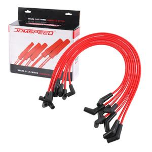 JDMSPEED New HEI Red Spiral Core Spark Plug Wires 45 Degree End 396-427-454-502 Replacement for Chevy BBC JDMSPEED New HEI Red Spiral Core Spark Plug Wires 45 Degree End 396-427-454-502 Replacement for Chevy BBC