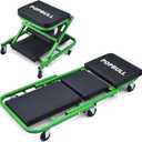 POPULL Foldable Z Garage Creeper, 36 inch, 300 lbs Load Capacity Rolling Folding Mechanic Creeper Stool, with 6 Universal Wheels Padded Seat Steel Frame, Lay Down or Sit Chair for Garage Shop or Home