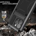 2 x Ninki Case for iPhone 15 Pro - Metal Case with Screen Protector, Shockproof Aluminium Silicone Body, Kickstand, Black