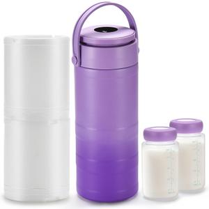 Portable Breast Milk Cooler for Outdoor, withTemp Display, Life Saver with 360 Total Cooling for 24 Hours, 22oz Large Capacity Breastmilk Chiller with 2pcs BPA-Free Bottle for Breastmilk Storage