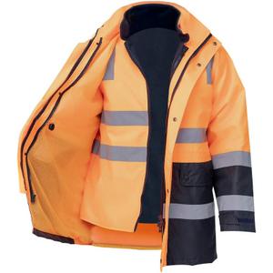 SMASYS Safety High Visibility Oxford Double Thick Reflective Jacket, ANSI Class 3, Construction Protective Work Wear (Small, Orange)