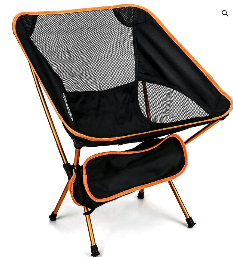 QWORK Ultralight Portable Camping Chair with Triangular Stability – Aluminum Alloy Frame, Ripstop Polyester Seat, Plastic Joints, 330 lbs Capacity - for Fishing, Camping, Hiking and Backpacking Orange