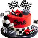 JeVenis Dirt Bike Party Decorations Motorbike Cake Decoration Motorcycle Man Birthday for Dirt Bike Baby Shower Decor (Red)