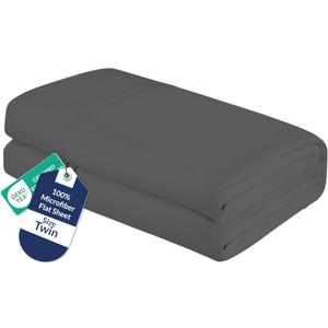 Royale Linens Twin Flat Sheet - Ultra Soft Brushed 1800 Microfiber Flat Sheets Only - Wrinkle Free & Stain Resistant - Hotel Quality Top Sheet for Bed (Twin, Grey)