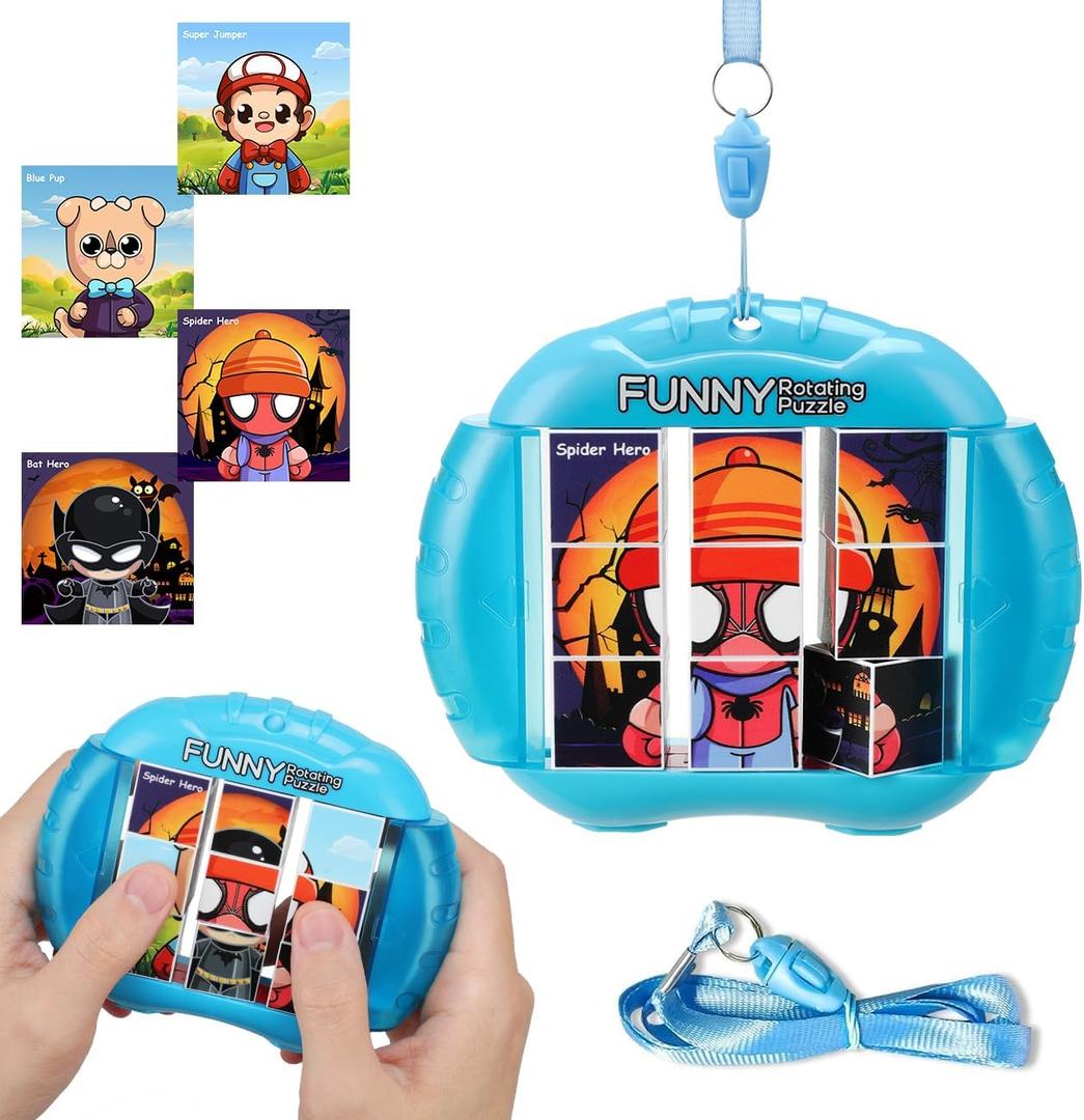 3D Rotating Puzzles for Kids 3 4 5 6 7 8 Year Old, 4 Puzzles in 1, Toddler Toy for Travel, Car, Airplane, Road Trip Activities, Fine Motor Skills, Fidget, Boys & Girls Gifts