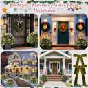 2 Pack 18" Lighted Outdoor Christmas Urn Filler with Remote & Timer, 60 LEDs Pre-lit Snowy Artificial Xmas Tree Planter Insert, Velvet Bows for Front Porch, Yard Decor(Olive Green)