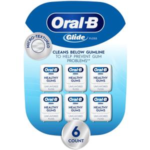 OralB Glide Healthy gums, unflavored floss 50M (Pack of 6)